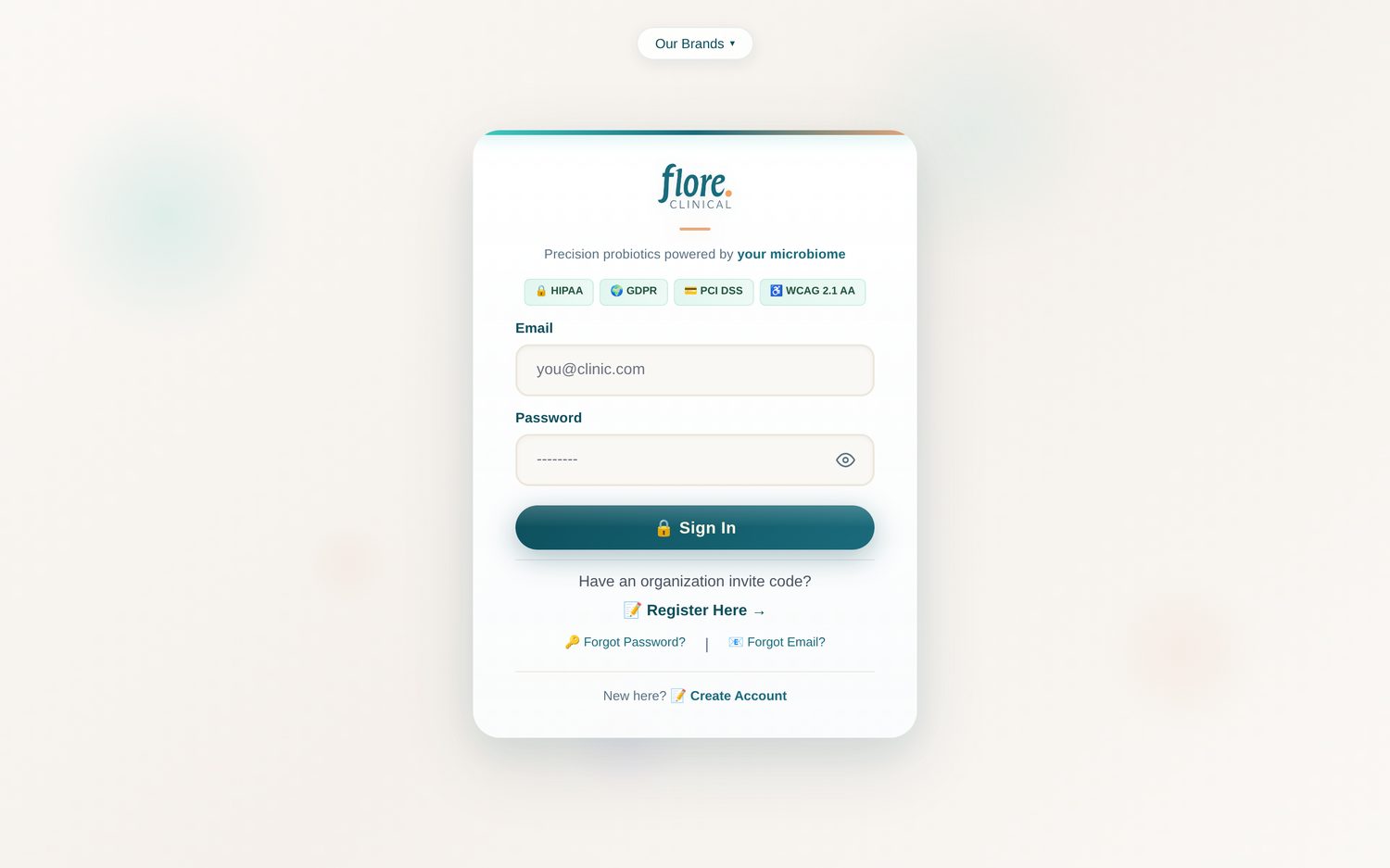 Flore Clinical provider sign-in screen